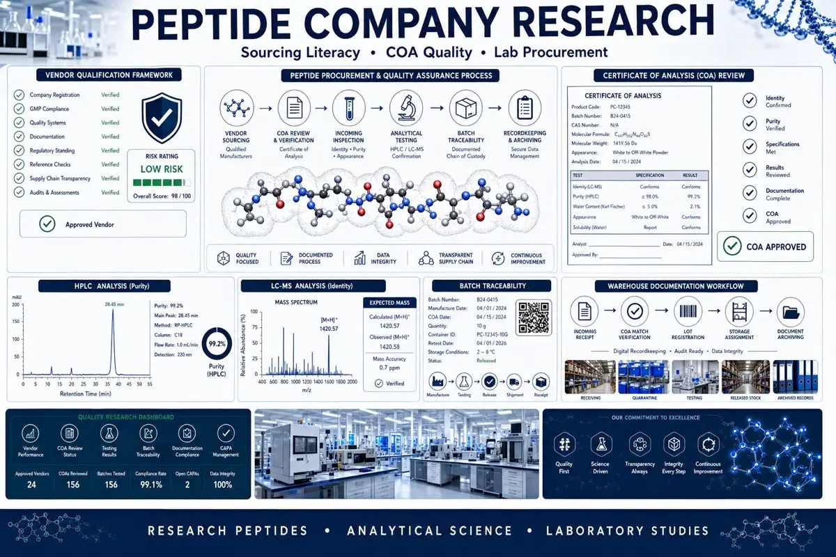 Peptide company laboratory quality research dashboard