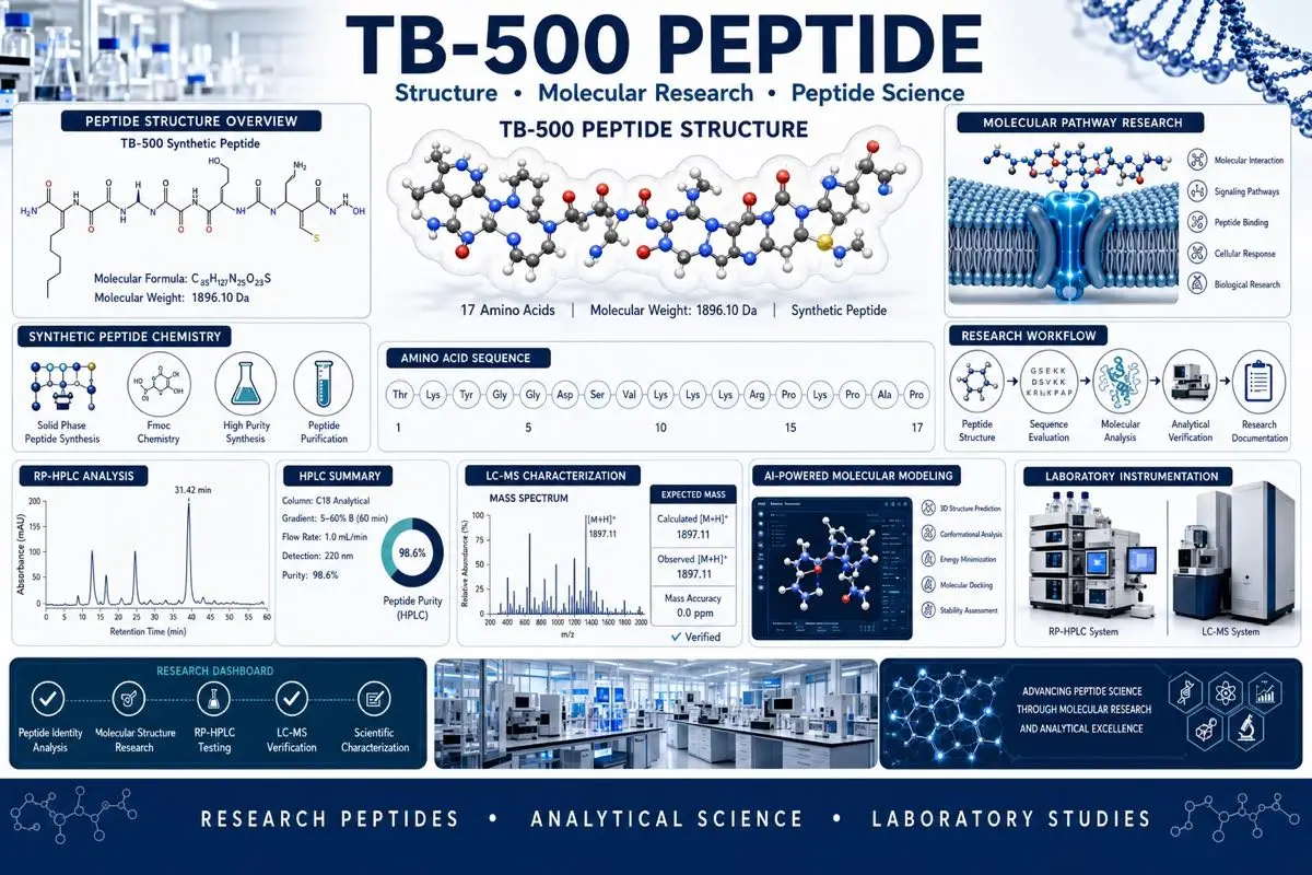 TB-500 research peptide analytical science dashboard